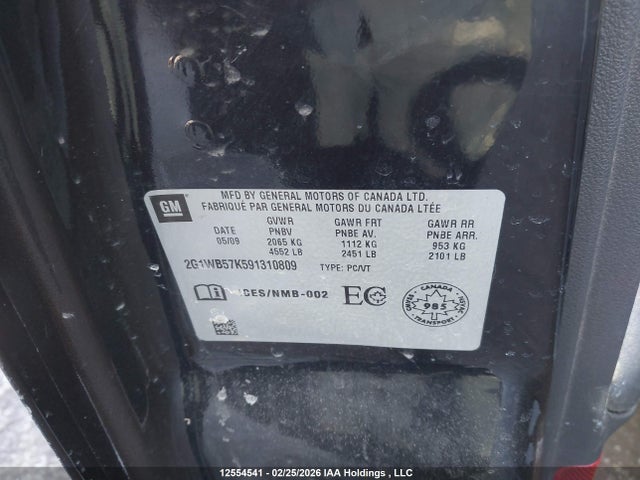 Aukcja sprzedaży 2009 Chevrolet Impala Ls, vin: 2G1WB57K591310809, numer aukcji: 12554541