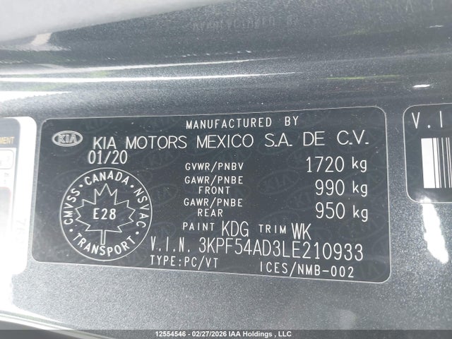 Продажа на аукционе авто 2020 Kia Forte Ex/ex Limited/ex Premium/ex+, vin: 3KPF54AD3LE210933, номер лота: 12554546