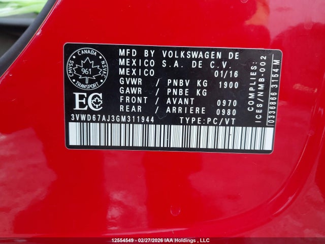 3VWD67AJ3GM311944 Volkswagen JETTA SE