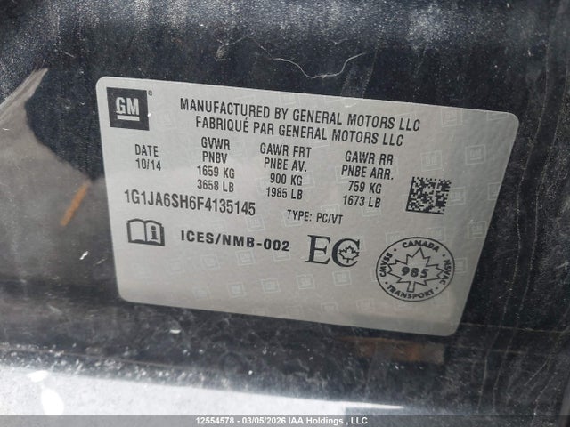 1G1JA6SH6F4135145 Chevrolet SONIC LS