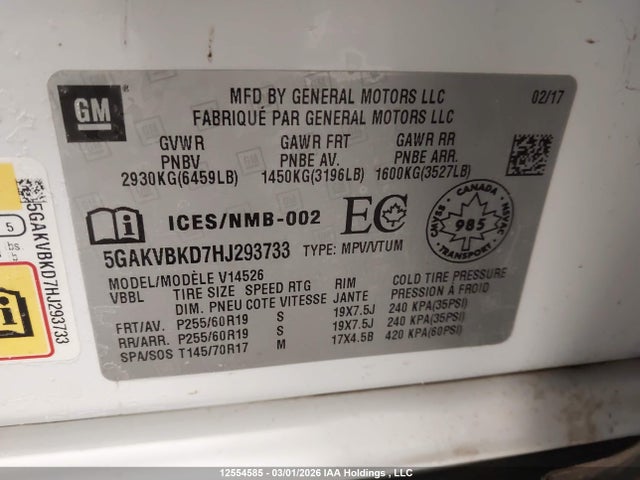 Aukcja sprzedaży 2017 Buick Enclave Leather, vin: 5GAKVBKD7HJ293733, numer aukcji: 12554585