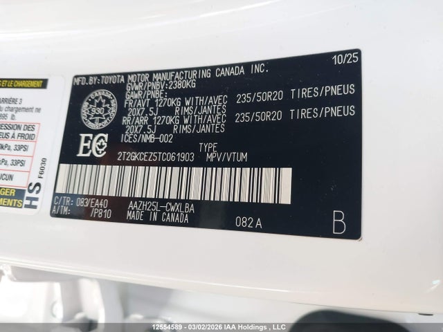 12554589 :رقم المزاد ، 2T2GKCEZ5TC061903 vin ، 2026 Lexus Nx Nx 350h مزاد بيع