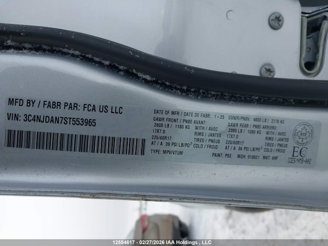 12554617 :رقم المزاد ، 3C4NJDAN7ST553965 vin ، 2025 Jeep Compass Sport مزاد بيع