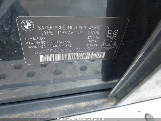 Продажа на аукционе авто 2009 Bmw X5 Xdrive30i, vin: 5UXFE43529L037765, номер лота: 12554619