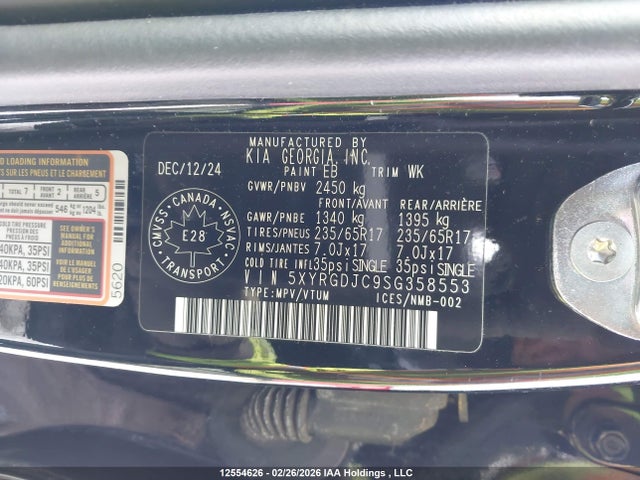 5XYRGDJC9SG358553 KIA Sorento