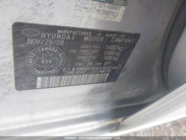 Продаж на аукціоні авто 2009 Hyundai Elantra Touring Gl/gl Sport/l/l Preferred, vin: KMHDC85E69U024607, номер лоту: 12554651