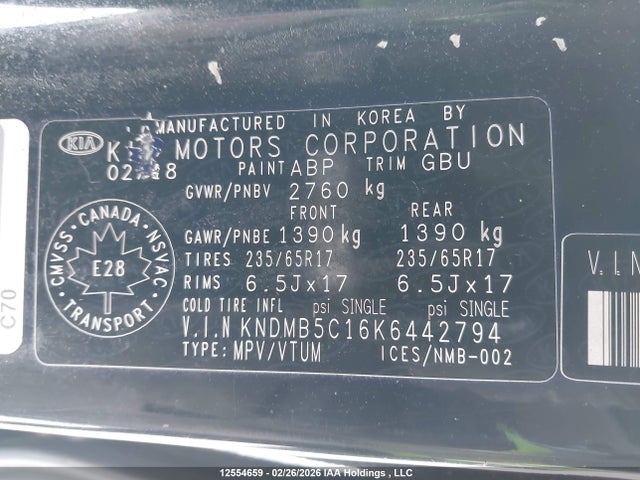Aukcja sprzedaży 2019 Kia Sedona Lx, vin: KNDMB5C16K6442794, numer aukcji: 12554659