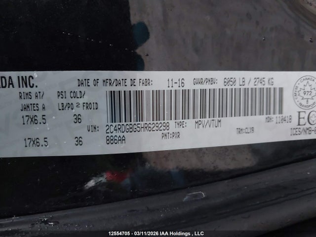 2C4RDGBG5HR629298 Dodge Grand Caravan