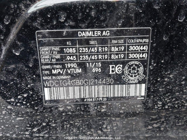 WDCTG4GB0GJ214430 Mercedes-Benz Gla 250 4matic