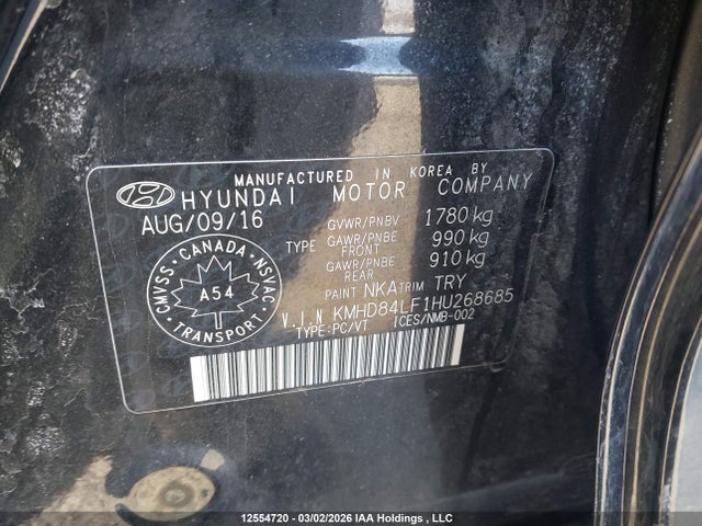 KMHD84LF1HU268685 Hyundai Elantra