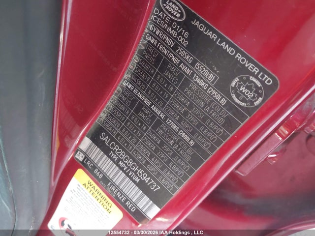 SALCR2BG8GH594737 Land Rover Discovery Sport Hse