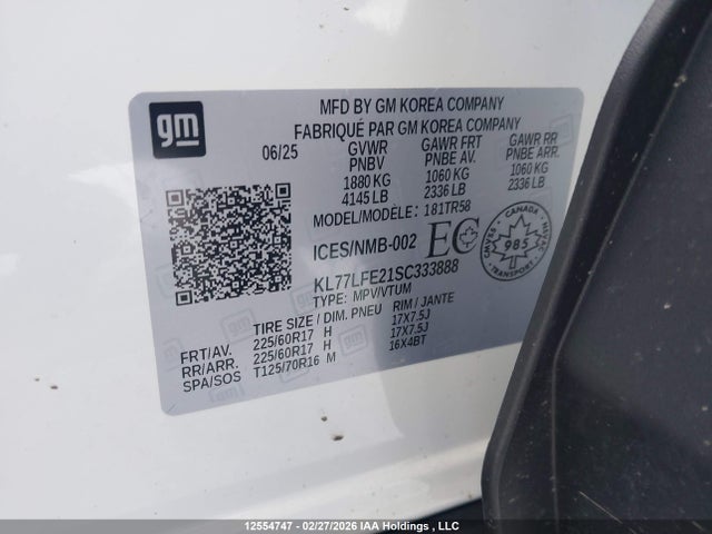 KL77LFE21SC333888 Chevrolet TRAX LS