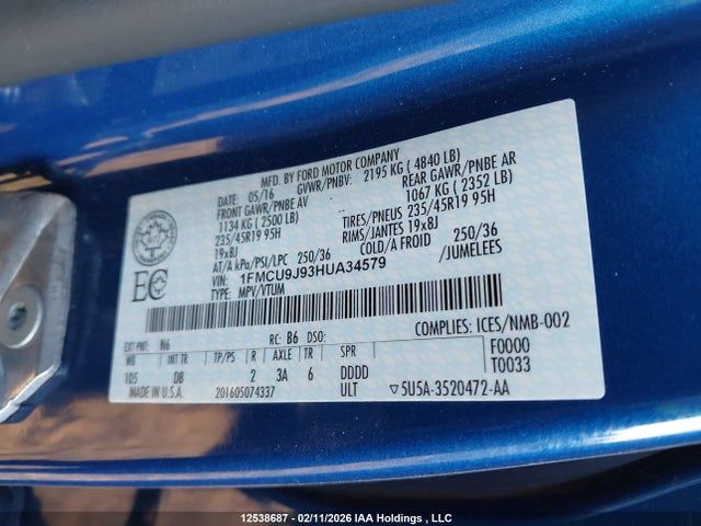 1FMCU9J93HUA34579 Ford Escape Titanium