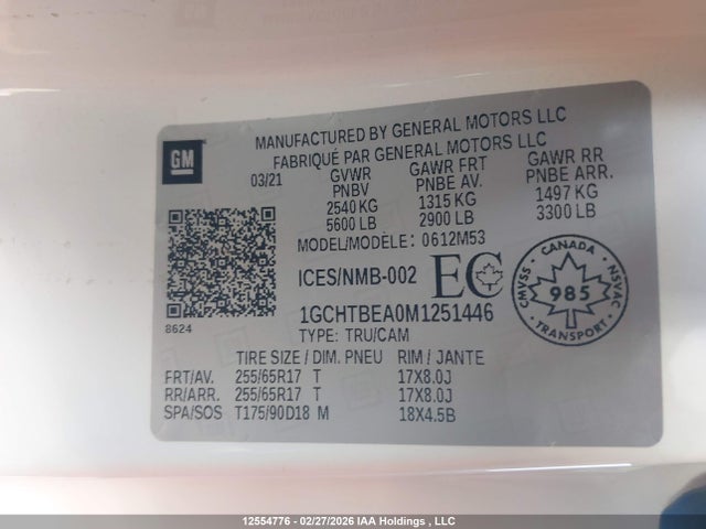 Продажа на аукционе авто 2021 Chevrolet Colorado, vin: 1GCHTBEA0M1251446, номер лота: 12554776