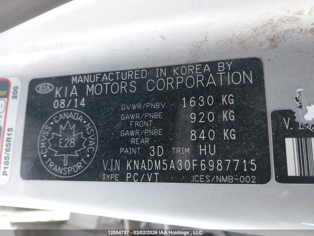 Aukcja sprzedaży 2015 Kia Rio Ex/lx/lx+/sx, vin: KNADM5A30F6987715, numer aukcji: 12554787
