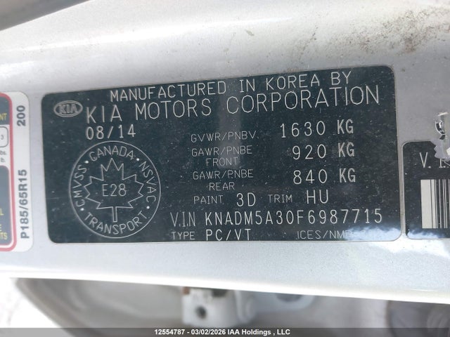 Aukcja sprzedaży 2015 Kia Rio Ex/lx/lx+/sx, vin: KNADM5A30F6987715, numer aukcji: 12554787