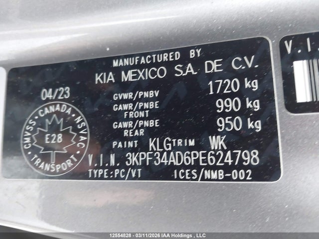 Aukcja sprzedaży 2023 Kia Forte Ex/ex Premium/ex+/gt-line, vin: 3KPF34AD6PE624798, numer aukcji: 12554828