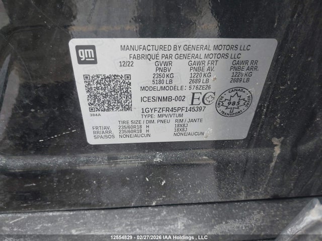 1GYFZFR45PF145397 Cadillac XT4 SPORT
