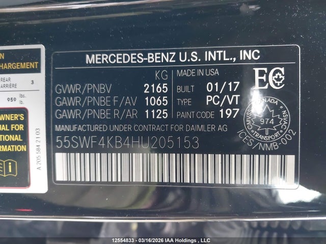 55SWF4KB4HU205153 Mercedes-Benz C 300 4matic