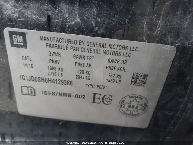 1G1JD6SH6H4129386 Chevrolet SONIC LT