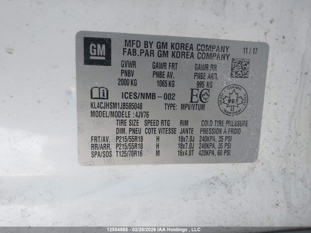 KL4CJHSM1JB585048 Buick Encore Premium