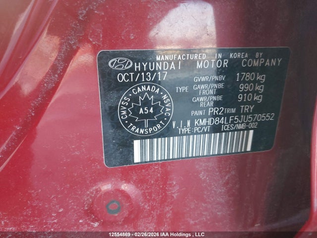 KMHD84LF5JU570552 Hyundai ELANTRA GL