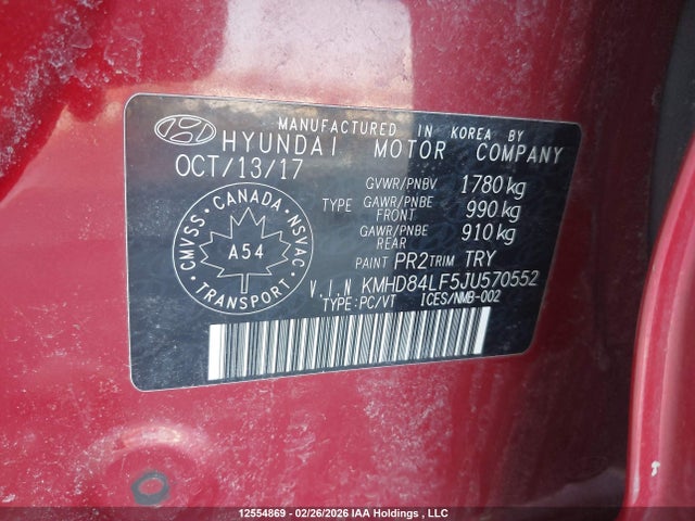 KMHD84LF5JU570552 Hyundai ELANTRA GL