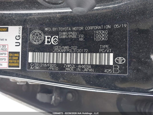 JTDKARFP0L3120172 Toyota PRIUS PRIME