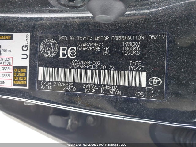 JTDKARFP0L3120172 Toyota PRIUS PRIME