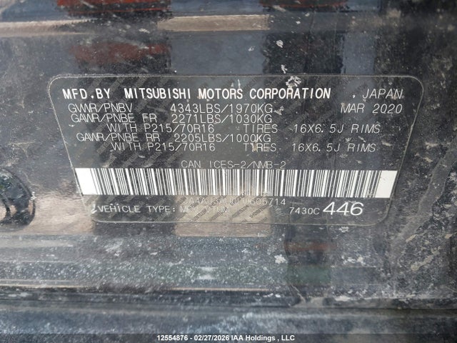JA4AJ3AU0LU605714 Mitsubishi Rvr Es/se