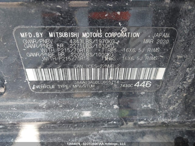 JA4AJ3AU0LU605714 Mitsubishi Rvr Es/se