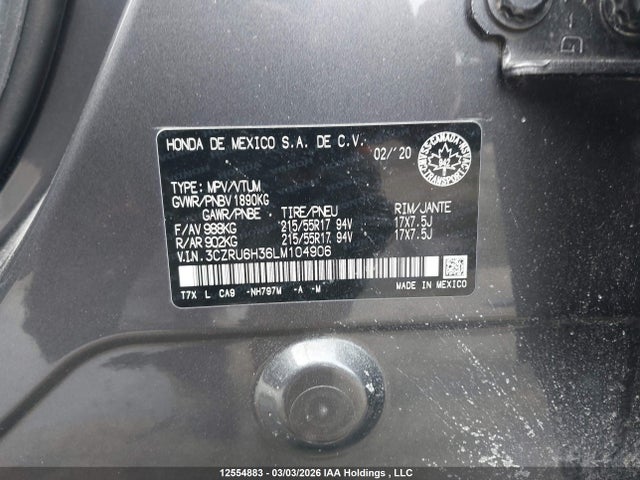 2020 Honda Hr-v Lx მანქანა იყიდება აუქციონზე, vin: 3CZRU6H36LM104906, აუქციონის ნომერი: 12554883