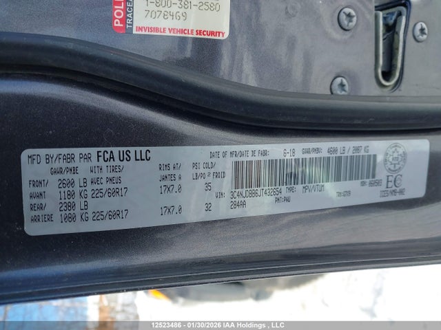 3C4NJDBB6JT432654 Jeep Compass North