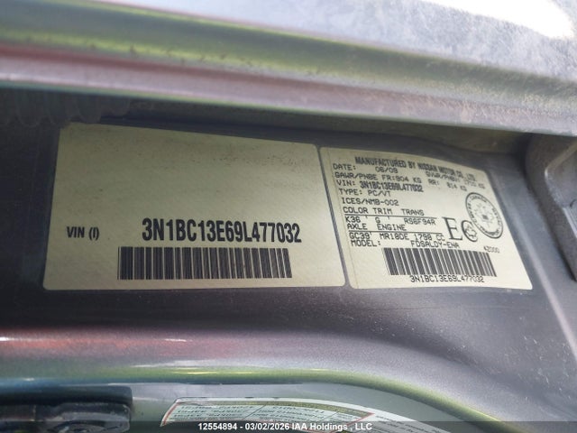 Auction sale of the 2009 Nissan Versa S/sl, vin: 3N1BC13E69L477032, lot number: 12554894