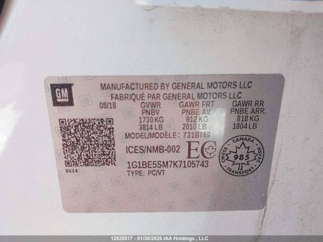 1G1BE5SM7K7105743 Chevrolet CRUZE LT
