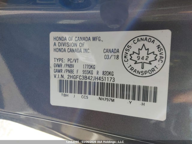 2HGFC3B42JH451173 Honda CIVIC EX