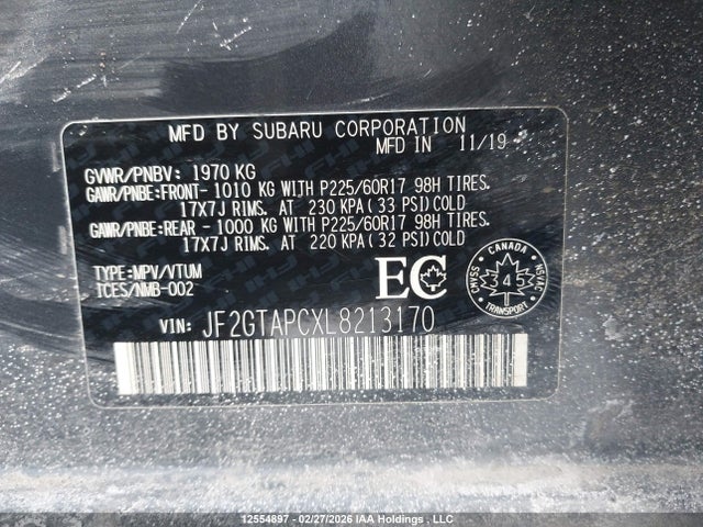 JF2GTAPCXL8213170 Subaru Crosstrek Premium