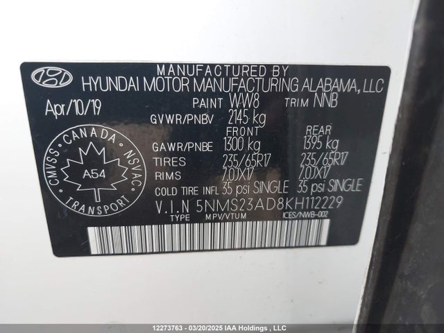 Hyundai Santa Fe Essential 2019 5NMS23AD8KH112229 Image 9