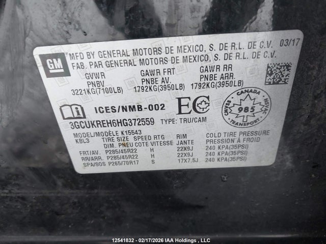 3GCUKREH6HG372559 Chevrolet Silverado 1500 2lt