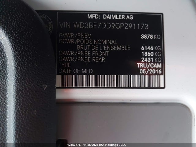 Mercedes-Benz Sprinter 2500 Standard Roof 2016 WD3BE7DD9GP291173 Image 9