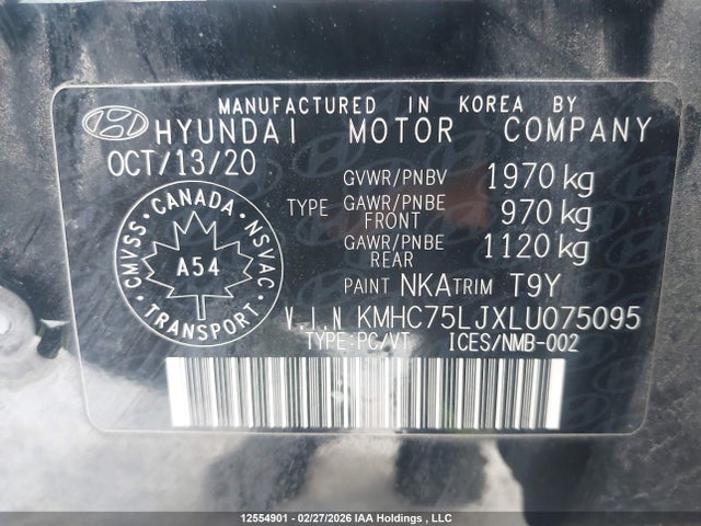 KMHC75LJXLU075095 Hyundai Ioniq