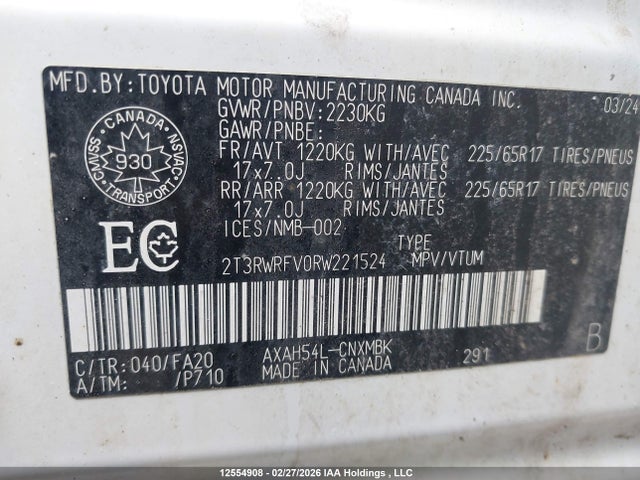 2T3RWRFV0RW221524 Toyota RAV4