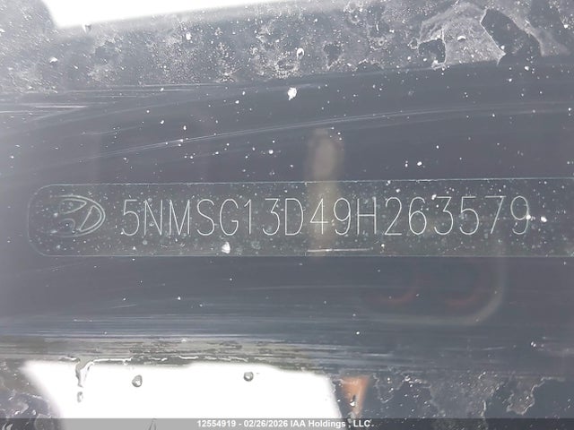 12554919 :رقم المزاد ، 5NMSG13D49H263579 vin ، 2009 Hyundai Santa Fe Gls مزاد بيع