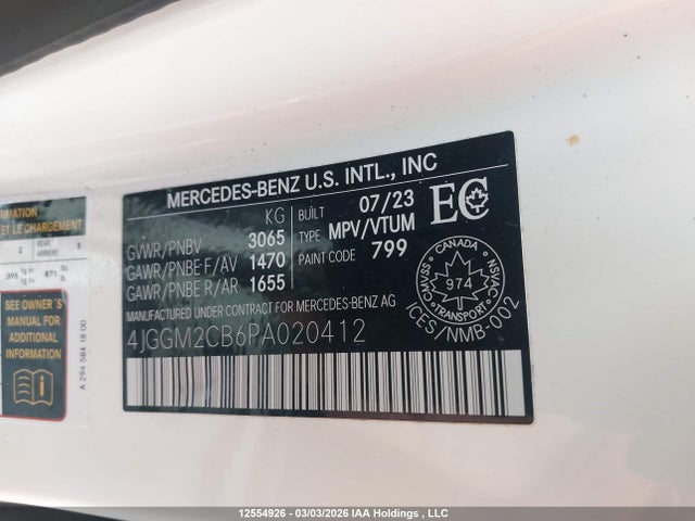 4JGGM2CB6PA020412 Mercedes-Benz Eqe 500 Suv 4matic