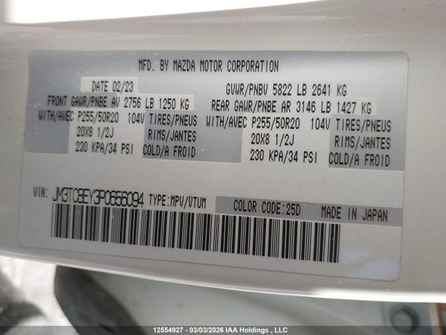 JM3TCBEY3P0656094 Mazda Cx-9 Signature