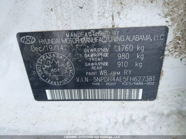 Продажа на аукционе авто 2015 Hyundai Elantra Gl, vin: 5NPDH4AE5FH627381, номер лота: 12520994