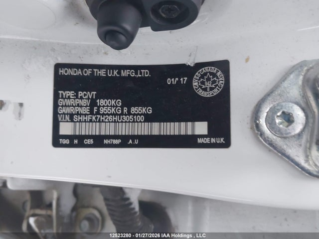 SHHFK7H26HU305100 Honda Civic Lx
