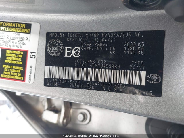 4T1G11AK5MU459889 Toyota CAMRY SE
