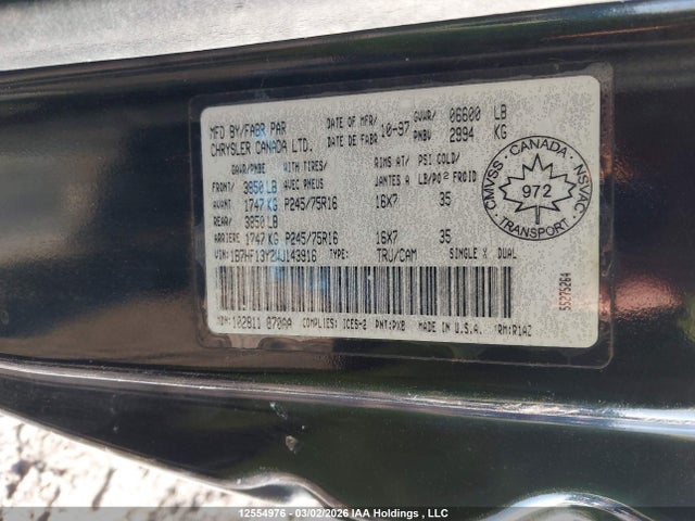 12554976 :رقم المزاد ، 1B7HF13Y2WJ143916 vin ، 1998 Dodge Ram 1500 مزاد بيع