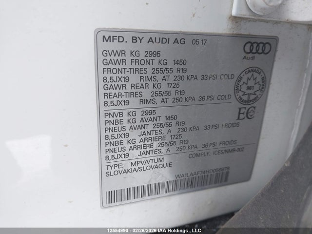WA1LAAF74HD056879 Audi Q7 3.0t Progressiv